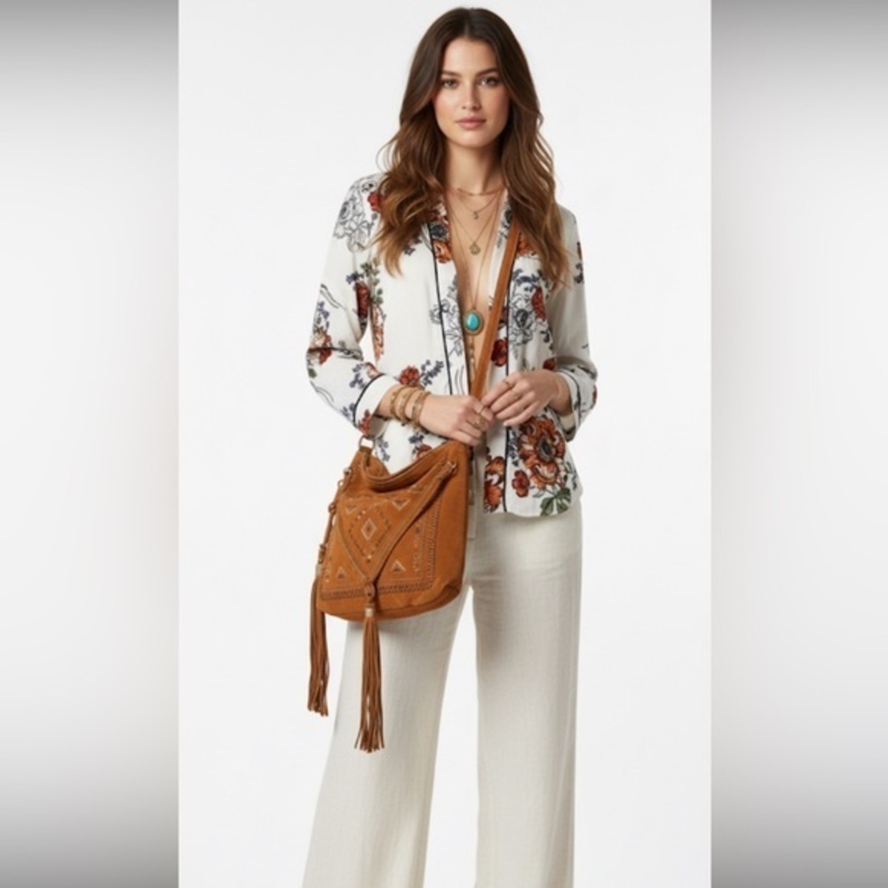 Bohemian Floral Print Kimono Top
